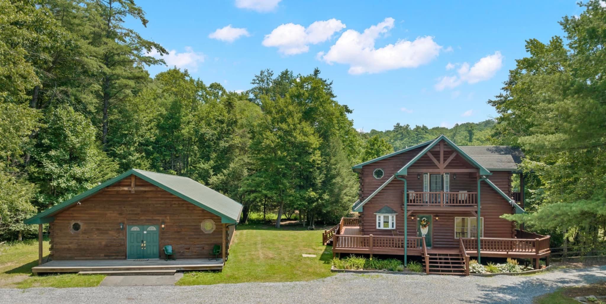 Image of log cabin home and retreat center